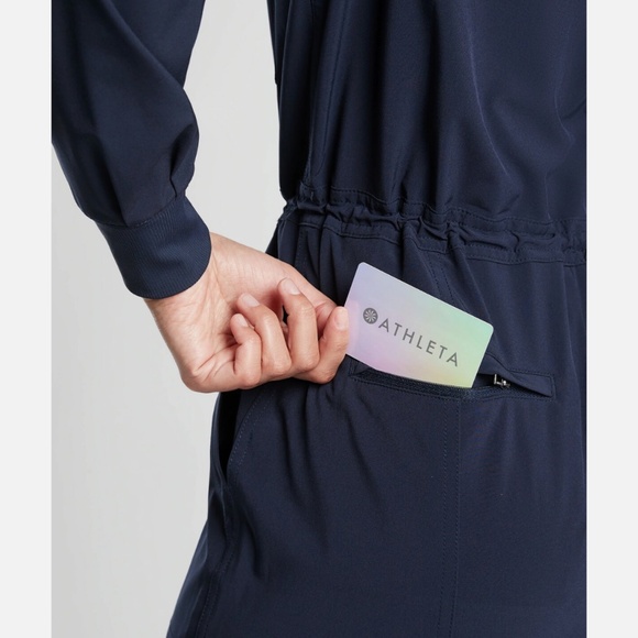 Athleta Zuma Athleisure Lightweight Stretch Jogger Jumpsuit Navy Size Small - Picture 5 of 10